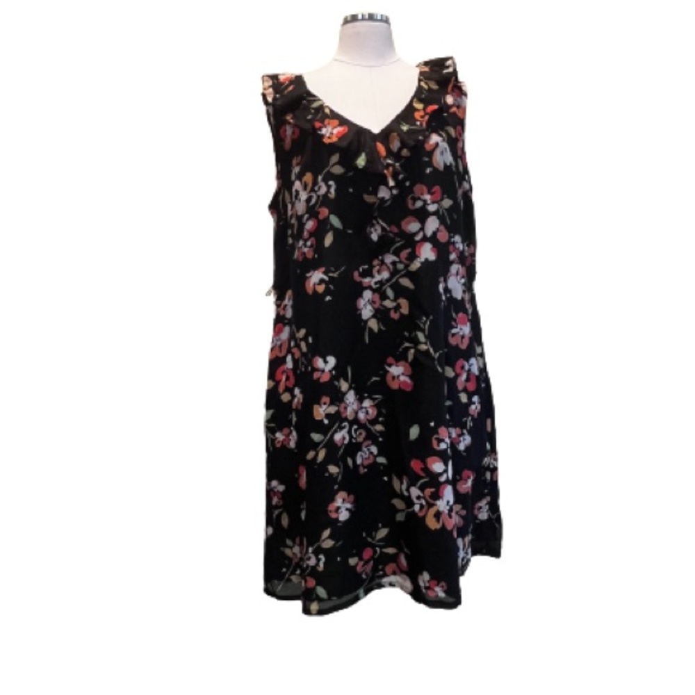 Target Merona Black Floral Sleeveless Dress with Ruffles.